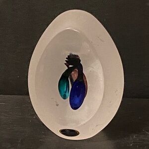 Vintage Artcristal Bohemia Crystal Art Glass Egg Paperweight Frosted Clear 4”